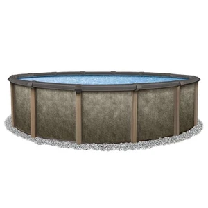 Bluewave Riviera 27' Round 54" Deep Swimming Pool With 8" Top Rail Chocolate - Picture 1 of 2