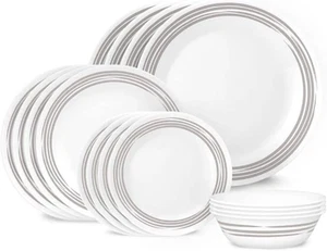Corelle Classic Dinnerware Set, 16 Piece Set, Brushed Silver - Picture 1 of 12