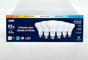 Feit  Electric BR30 65W LED 5 Color Changing Option Bulbs New 6PK - Picture 1 of 2