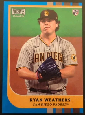 Ryan Weathers #'d 27/50 - 2021 Topps Archives Snapshots Blue Border Rookie SP - Image 1 of 2