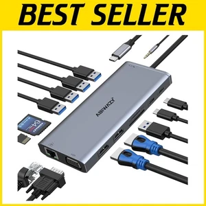 USB C Docking Station Dual Monitor for Dell/HP/Len - Picture 1 of 13