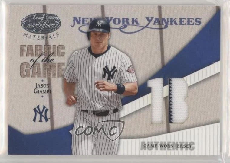 2004 Leaf Certified Materials Fabric of the Game Position /100 Jason Giambi - Image 1 of 2