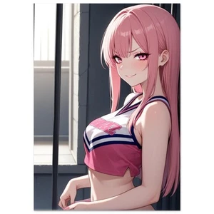 Anime Girl Pink Hair Sailor Style Wall Poster - Bild 1 von 10