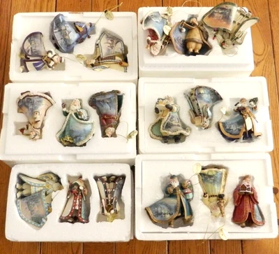 NUEVO Set 18 Adornos De Colección Thomas Kinkade Ashton Drake Viejo Mundo Santa Navidad Foto 1 de 4
