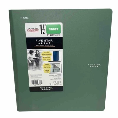 Five Star 1.5" Heavy Duty D Anillo Carpeta con 3 Bolsillos Divisor 375 Hojas Foto 1 de 4