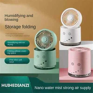 Desk Portable Rechargeable Fan Humidifier- Foldable Design, Mood Night Light - Picture 1 of 19