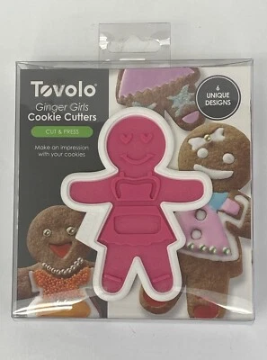 Tovolo Ginger Girls Cookie Cutters 6 Unique Designs Cut & Press - NEW - Image 1 of 2