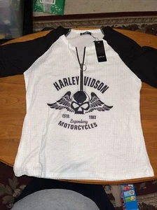 Top de mujer Sheilay manga corta blanco talla grande Harley Davidson. - Imagen 1 de 9
