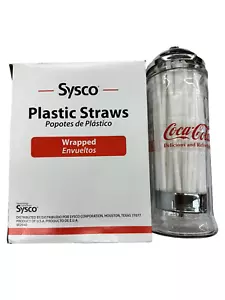 1992 Coca-Cola / Coke Old Fashioned Glass Soda Straw Dispenser with 500 Straws - Picture 1 of 11