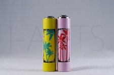 2x Clipper Refillable Mini Size Lighters With Metallic Removable Covers Y P