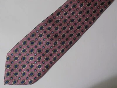 Corbata de seda KENNETH ROBERTS rosa verde geométrica 60" x 3 1/4" Foto 1 de 3