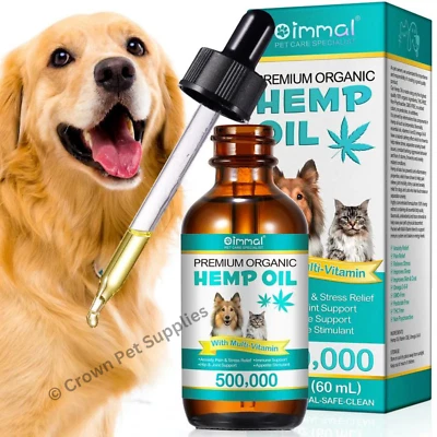 Hemp Oil for Dogs Cats Anxiety, Pain,Stress Calming Drops 100% Organic 60ML - Image 1 of 4