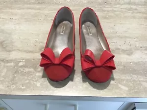 OROTON BALLET FLATS w BOW. Red Suede. size 39.5.....8 1/2 - Picture 1 of 6