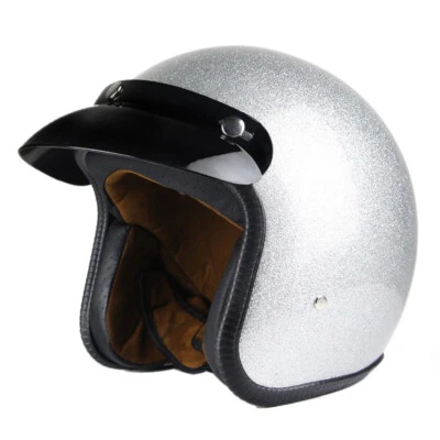 Casco de motocicleta 3/4 casco de cara abierta cascos brillantes bicicleta de calle DOT Foto 1 de 2