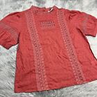 Universal Thread Womens Puff Sleeve Lace Detail Blouse XL