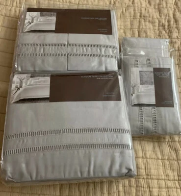 Hudson Park Ladder Hemstitch King Duvet Cover+One king Sham+King Bedskirt Gray - Image 1 of 4