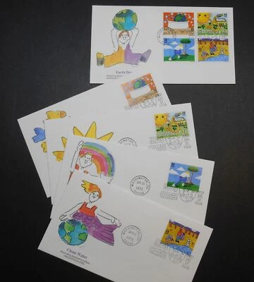 1995 Earth Day Set of 5 Sc 2951-2954 2954a FDC with premium Fleetwood cachet UA - Image 1 of 3