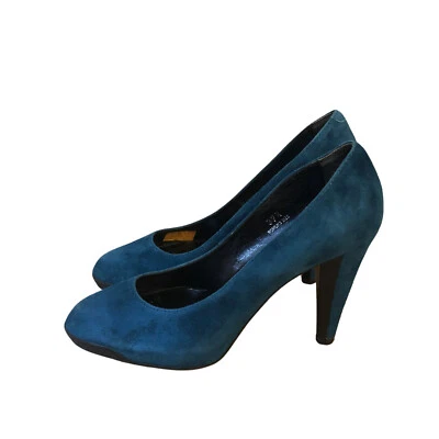 Zapatos de tacón cónico de gamuza verde azulado TOD'S, talla 37,5 (EUR), 7 (EE. UU.). 100% Auténtico Foto 1 de 4