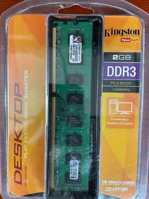 Kingston KVR1066D3 - 2GB 2x1GB DDR3 PC3-8500 ECC UNBUFFERED New Unopened - Image 1 of 2