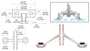 CRL GRF2PS Polished Stainless Double Arm Wall/Fin Mounted Fitting - Picture 1 of 6