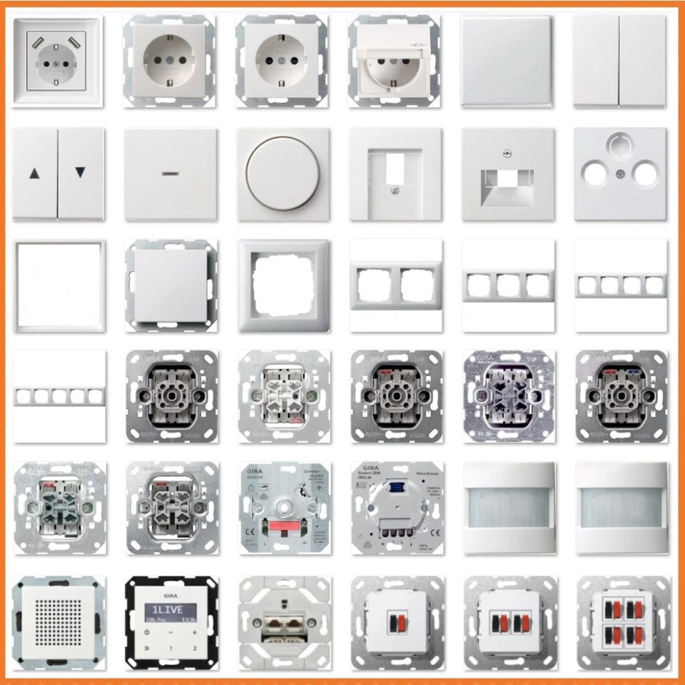 GIRA / IMABO GIRA System 55 E2 Reinweiß glänzend Steckdose Taster Rahmen Wippe Schalter Wippe