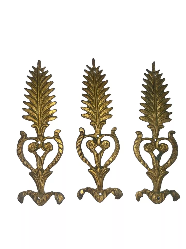 3 Pcs Antique Gild Brass Furniture Pediments Decorative Applique Hardware 4 3/8” - Image 1 of 1