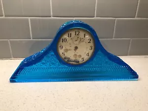 Antico orologio McKee vetro tamburo blu corpo margherita e pulsante, necessita di lavoro - Foto 1 di 16