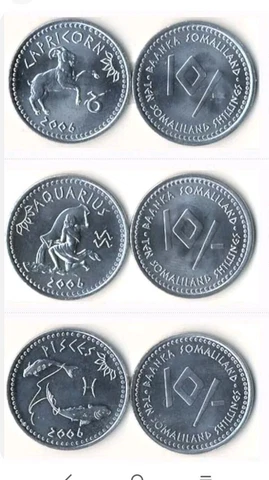 300 UNC COINS LOT Somaliland Zodiac Signs. 25x 12 Coins Set- 2006. Astrology Cover