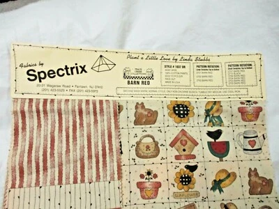 Vtg Spectrix Fabric Samples Plant a Little Love - 10 Fabric Samples - Barn Red - Image 1 of 4