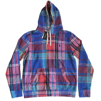 Polo Ralph Lauren Polar Madras Pony Logo Terry Sudadera con Capucha Pullover Suéter $388 Foto 1 de 4