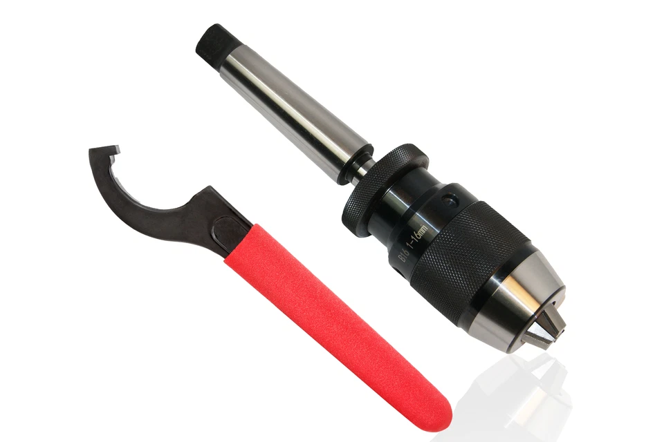 Schnellspannbohrfutter B16 1-16mm + MK1 - MK5 Kegeldorn mit Spannschlüssel - Bild 1 von 1