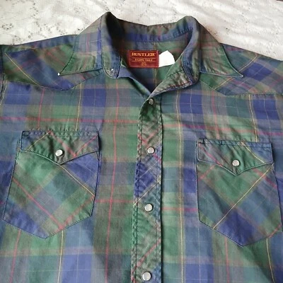 Camisa Rustler Adulto Grande Gris Perla A Presión Colas X Largas Para Hombre De Colección Azul Verde. Foto 1 de 4