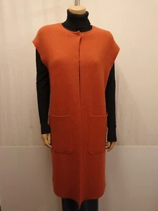 GEORG MAIER Strickweste Strickjacke Gr. 44/46 Strickmantel  100% Wolle Orange - Bild 1 von 7