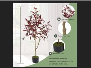 4’ Autumn Eucalyptus Fall Artificial Tree Home Garden Office Decor. Retail $121 - Picture 1 of 2