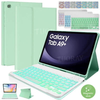 For Samsung Galaxy Tab A9+ S6 Lite S7 S8 S9 FE Backlit Keyboard Mouse Case Cover - Image 1 of 4