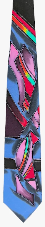 Corbata de Seda ROBERT DASKAL Espectacular Pintada a Mano Diseño Abstracto Multicolor-USADA EN EXCELENTE ESTADO Foto 1 de 4