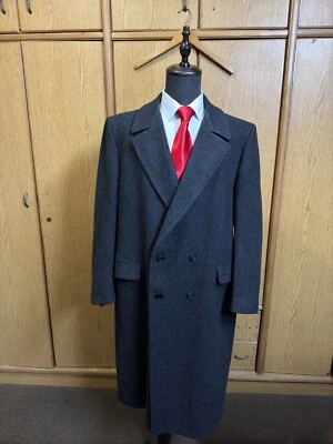 Vintage Men's Double Breasted bespoke Classic pure Wool Belted Overcoat 46R 48R - Image 1 of 4