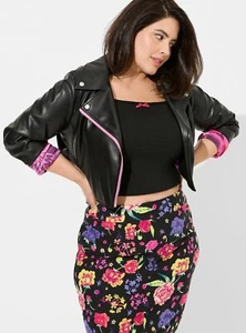 Torrid Betsey Johnson Faux Leather Cropped Moto Jacket NWT New 4X - Picture 1 of 11