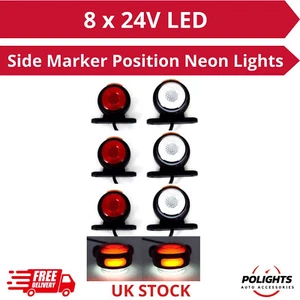Luces de neón LED de posición de marcador lateral 8 x 24V para remolque de camión rojo blanco ámbar - Imagen 1 de 7