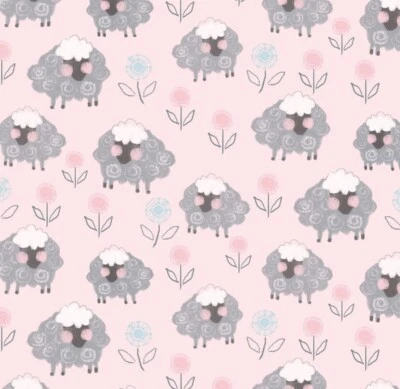 Cómoda tela de franela de algodón rosa claro oveja gris esponjoso por yarda Foto 1 de 3