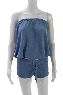 Alexis Mujer 2 Piezas Un Hombro Top Mini Pantalones Cortos Conjunto de Encubrimiento Azul Talla M Foto 1 de 4