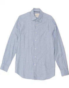 MASSIMO DUTTI Mens Shirt Medium Blue Spotted Cotton AG03 - Picture 1 of 4