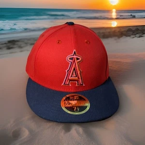 (NEW) LOS ANGELES ANAHEIM ANGELS NW 5950 FITTED 7 1/2 RED CAP/HAT LOW PROFILE. - Picture 1 of 18