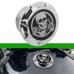 Motorcycle Chrome Skull Fuel Tank Gas Cap For Harley Sportster Touring Softail - Picture 1 of 17