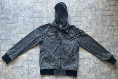 Chaqueta de mezclilla Fox con capucha para hombre grande Y2K Foto 1 de 4