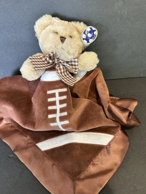 Плюшевый милый Bearington Baby футбол плюшевый медведь безопасности одеяло коричневый 19» атлас - Изображение 1 из 4