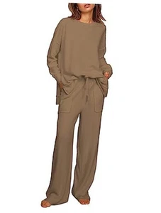 Lounge Sets for Women 2 Piece Outfits with Side Split Sweatshirt Tops and - Picture 1 of 4