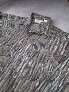 Vintage Real Tree Camo Shirt Men 2XL Tall RedHead Tree Bark 80s Made USA Pockets - Picture 1 of 9