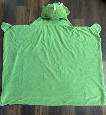 Manta con capucha y bolsillos triceratops de dinosaurio verde para niños Foto 1 de 4