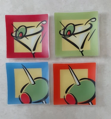 Lote de 4 platos Max & Lucy Silvestri entremeses Martini rojo verde azul naranja Foto 1 de 4